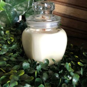 Handmade 8oz. Soy wax scented candles in glass jars with lids and wooden wicks